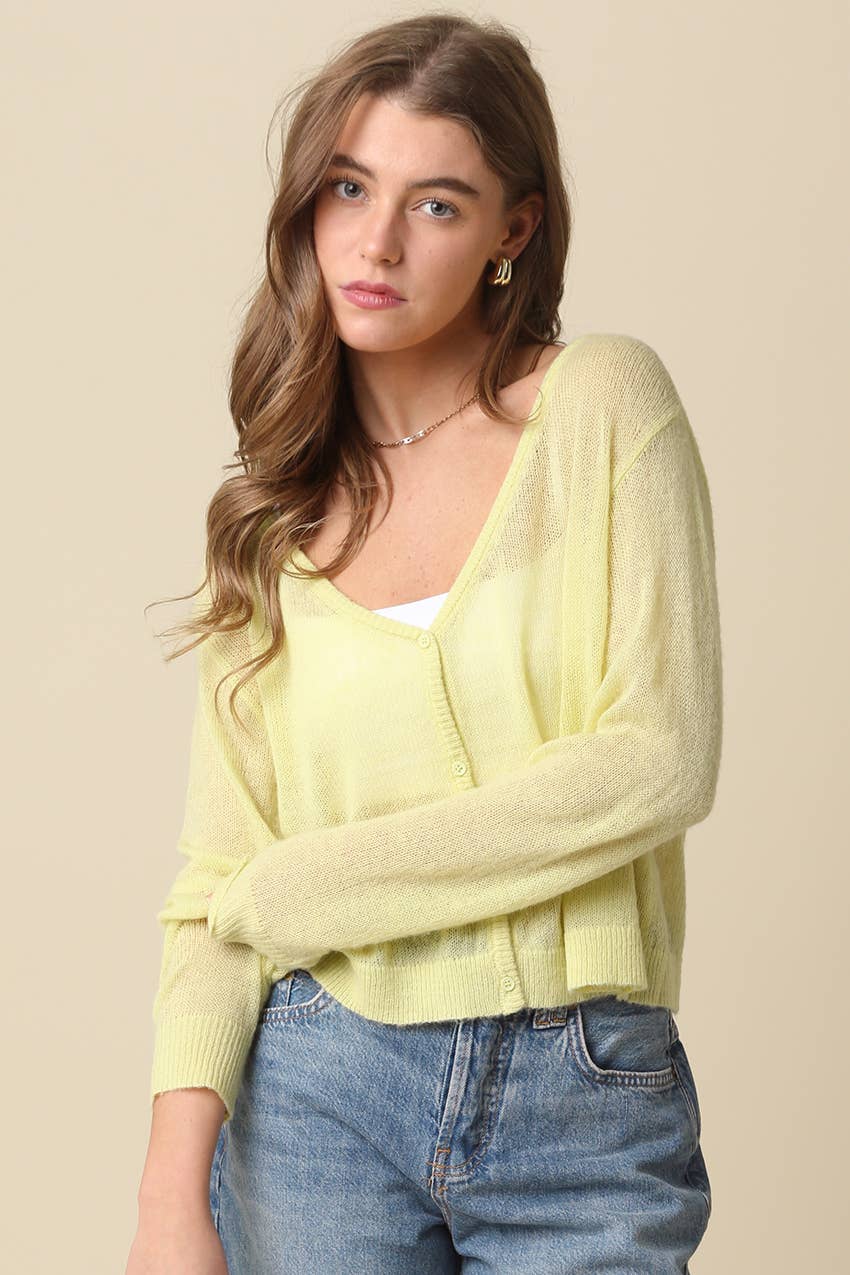 Olivaceous - Payten Sheer Lightweight Cardigan