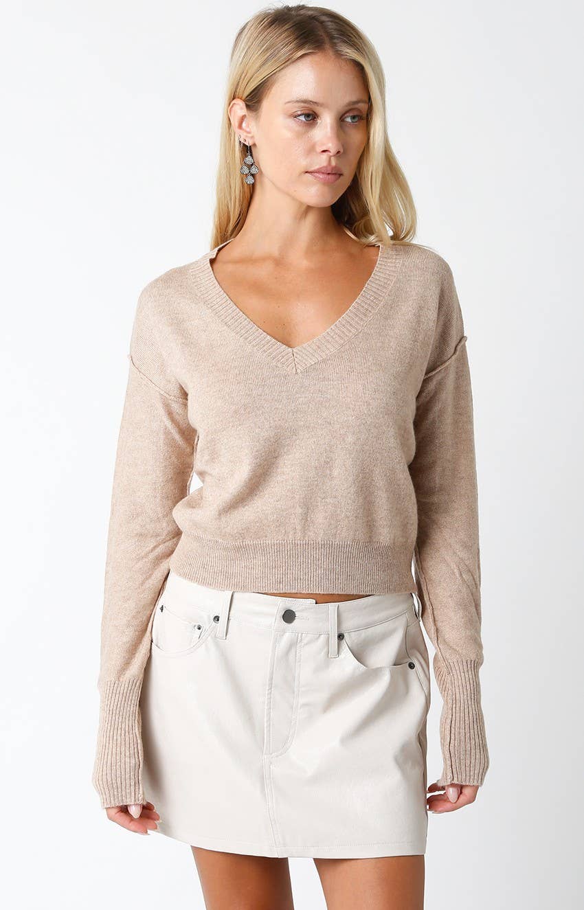 Olivaceous - Chelsea V-Neck Sweater