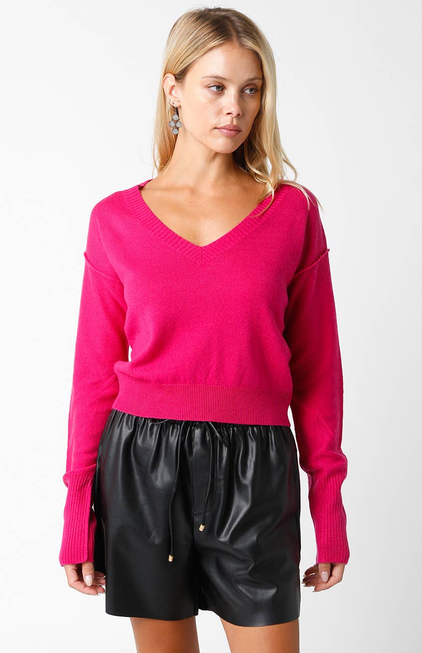 Olivaceous - Chelsea V-Neck Sweater