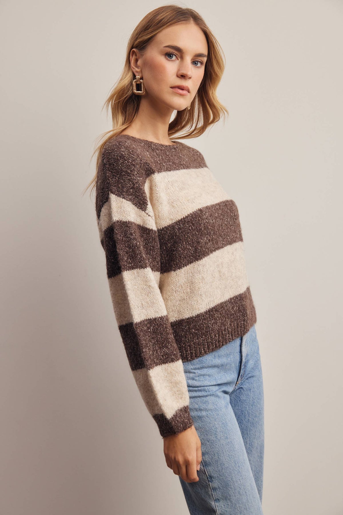 Forte - Soft Stripe Knit Sweater FSW0097