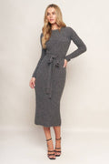 FLYING TOMATO - A sweater knit midi dress - ISW5236 H GREY