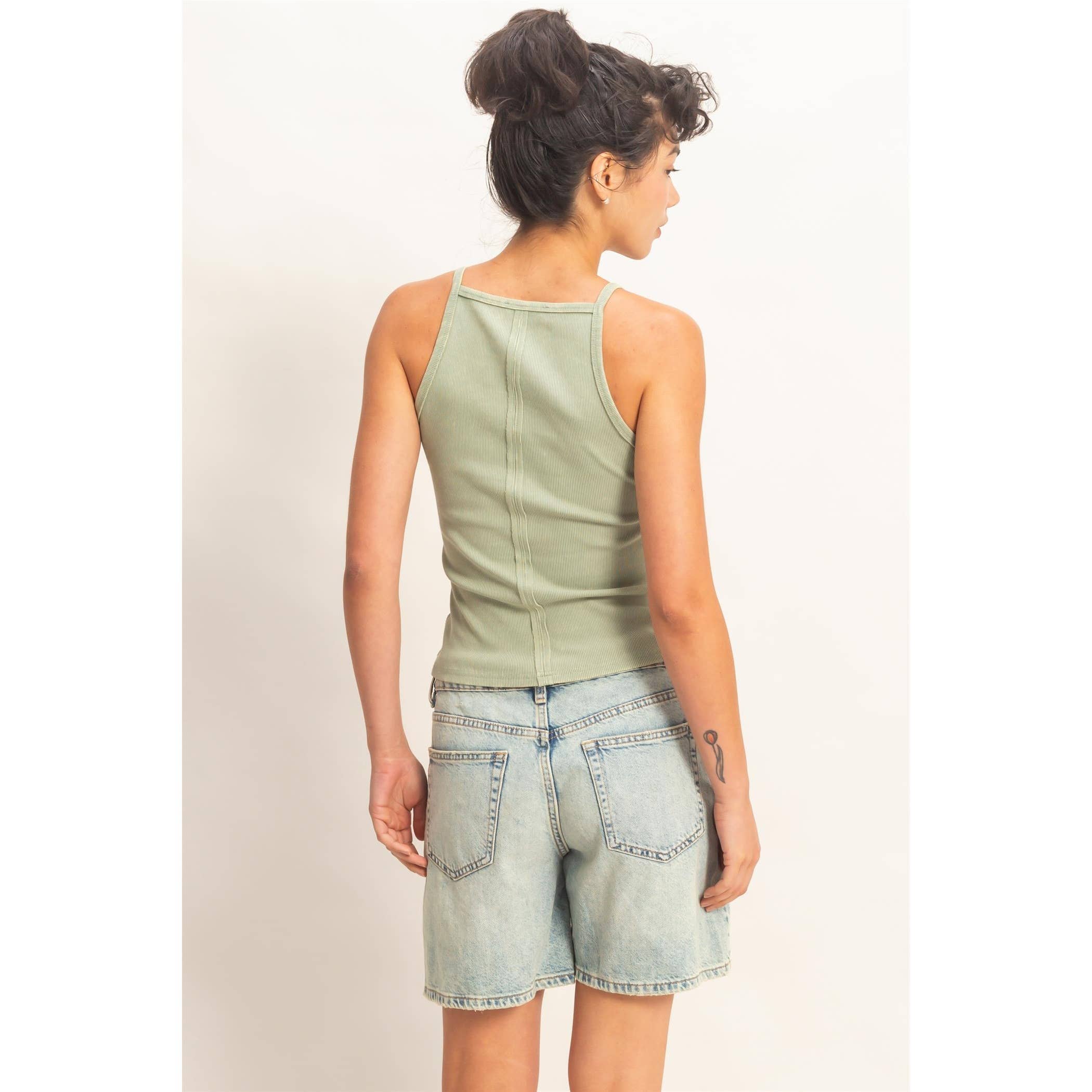 HYFVE - Square Neck Acid Wash Tank Top