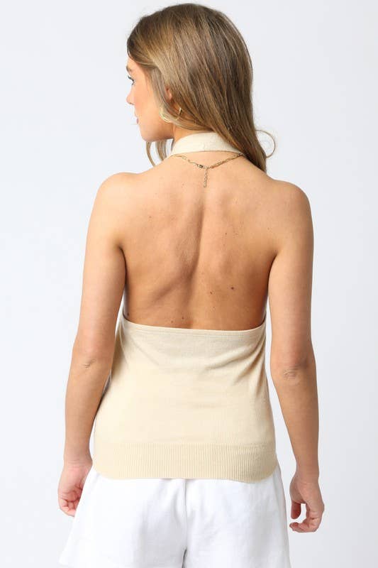 Olivaceous - Yoly Knit Halter Top
