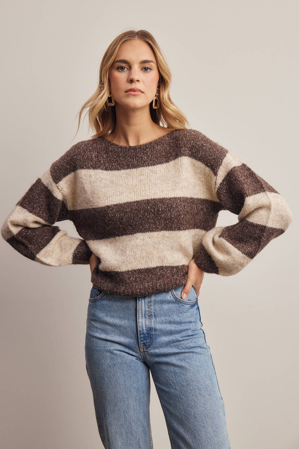 Forte - Soft Stripe Knit Sweater FSW0097