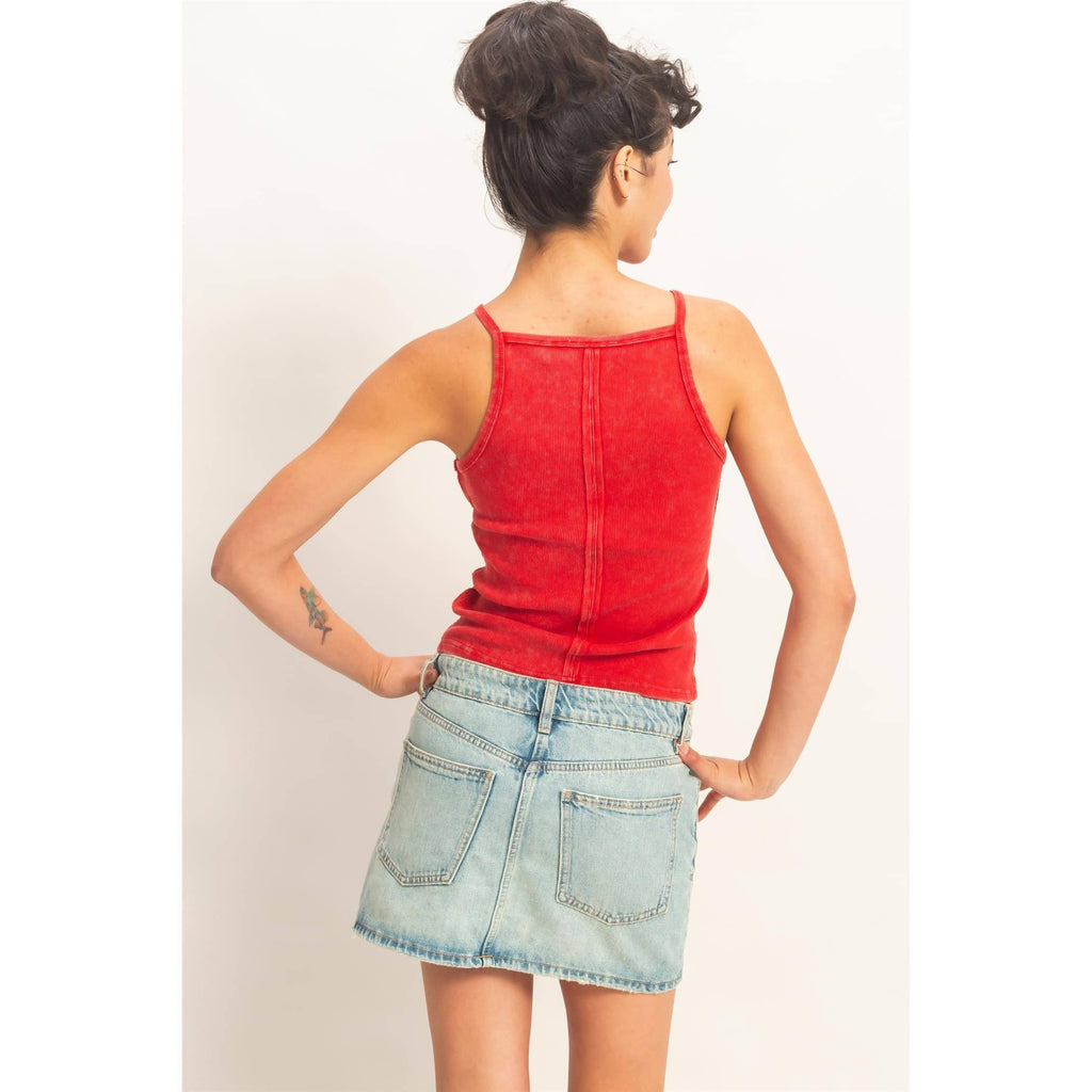 HYFVE - Square Neck Acid Wash Tank Top
