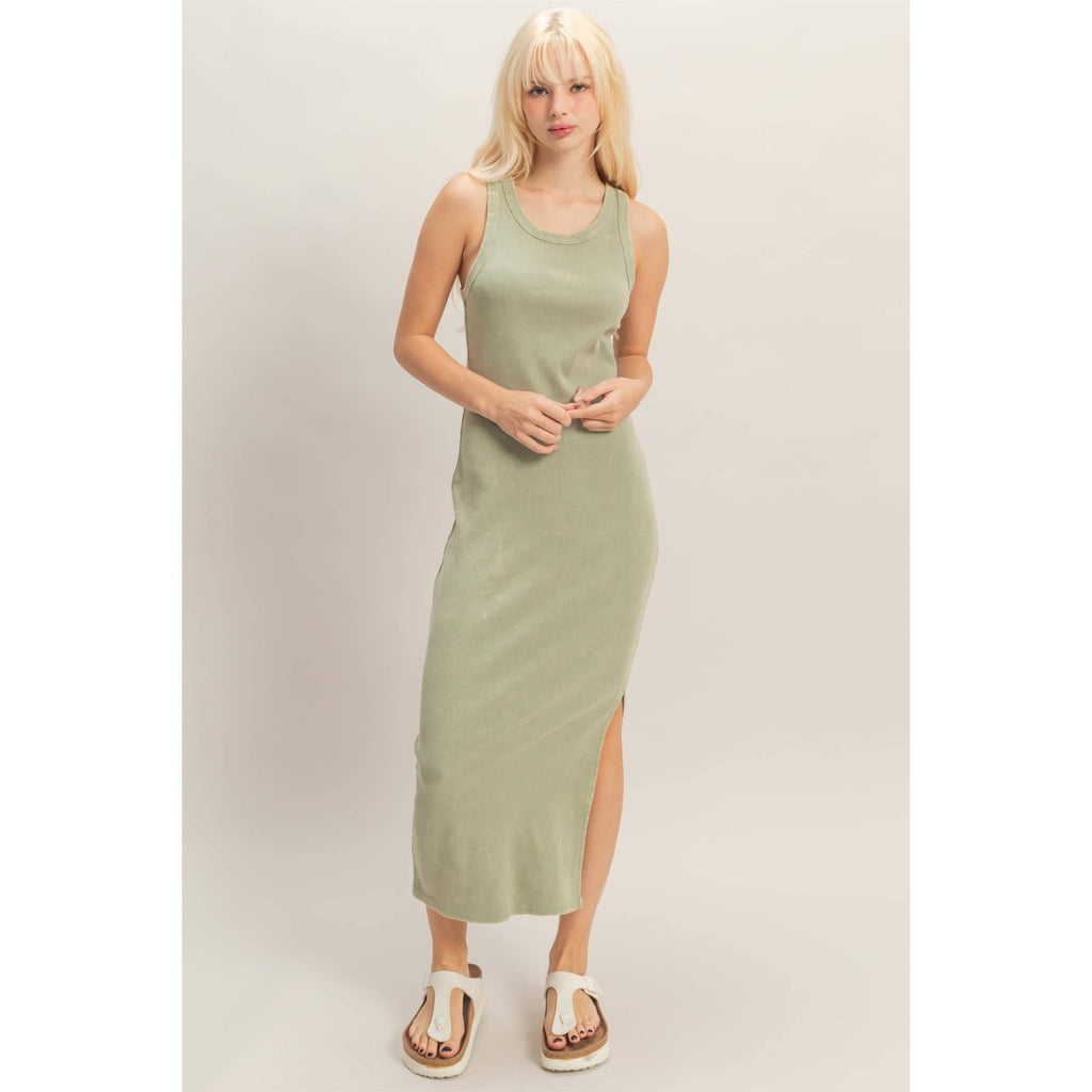 HYFVE - Acid Washed Ribbed Midi Tank Dress