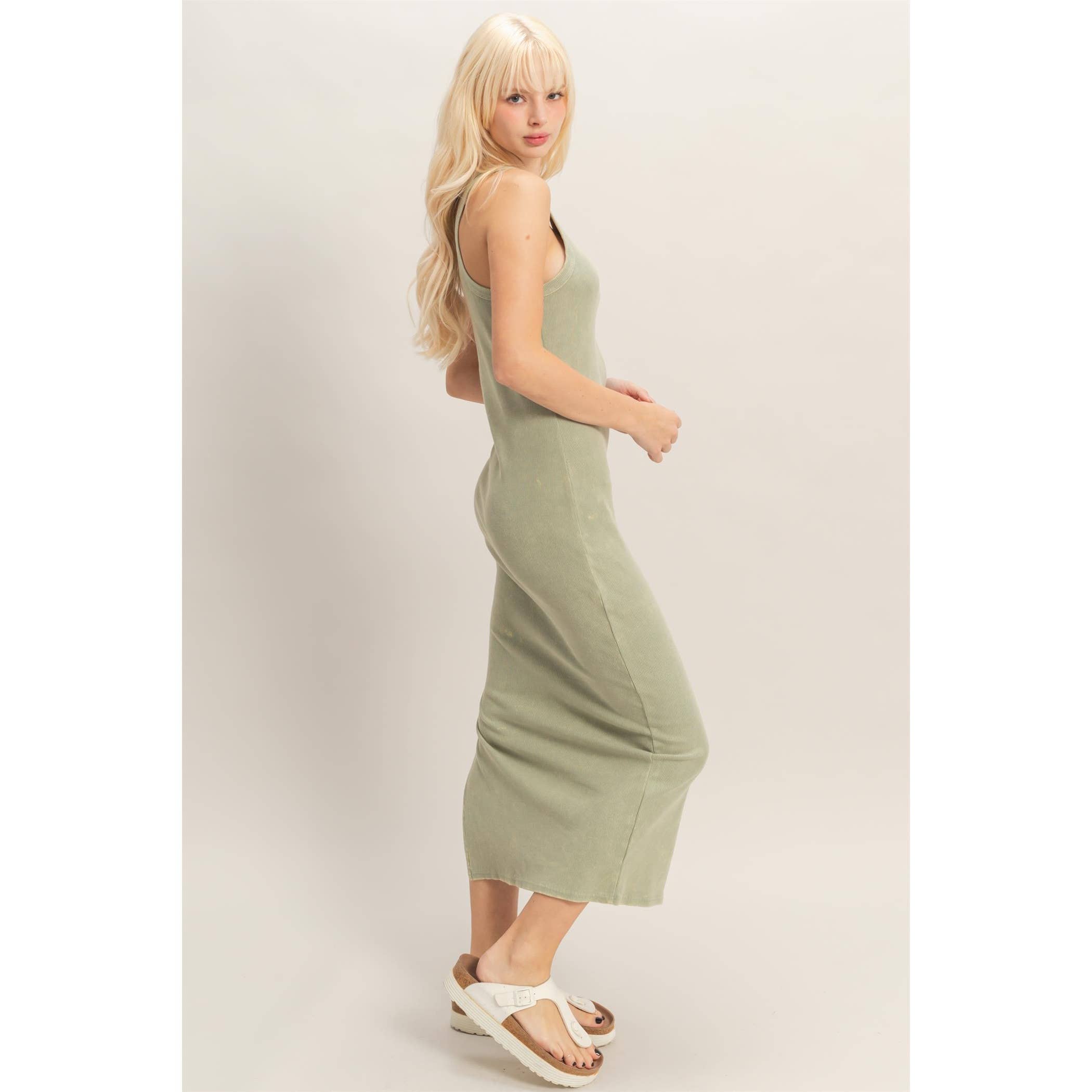 HYFVE - Acid Washed Ribbed Midi Tank Dress