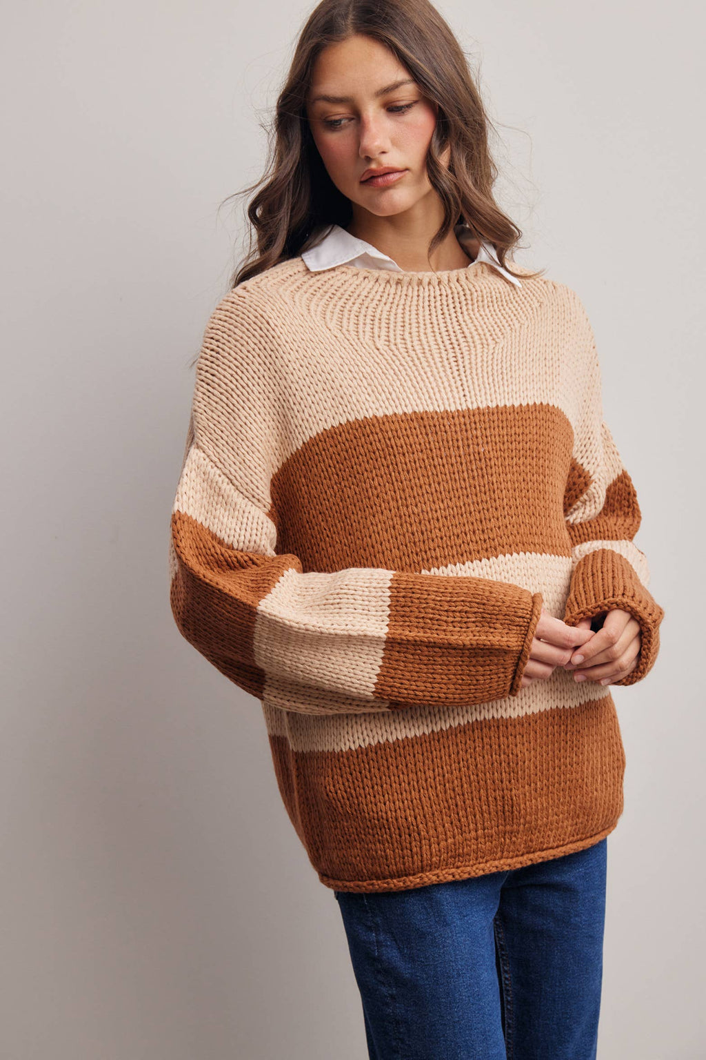 Forte - Chunky Stripe Knit Sweater FSW0072