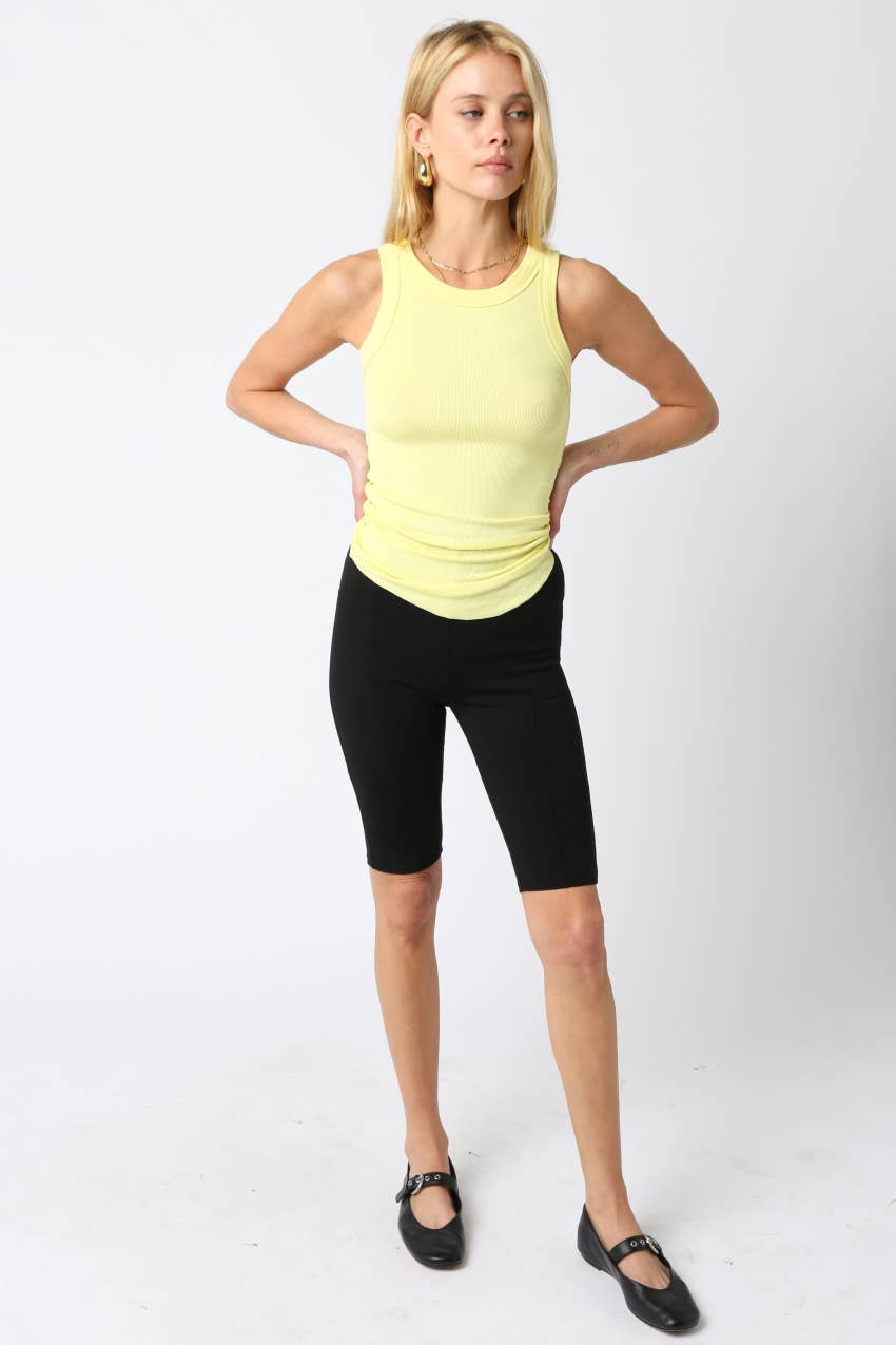 Olivaceous - Ribbed Fitted Scoop Neck Tank Top