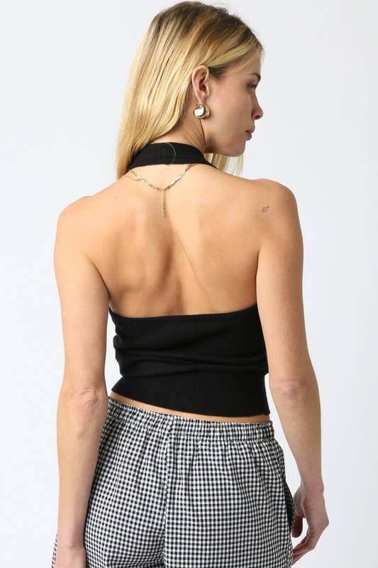 Olivaceous - Yoly Knit Halter Top