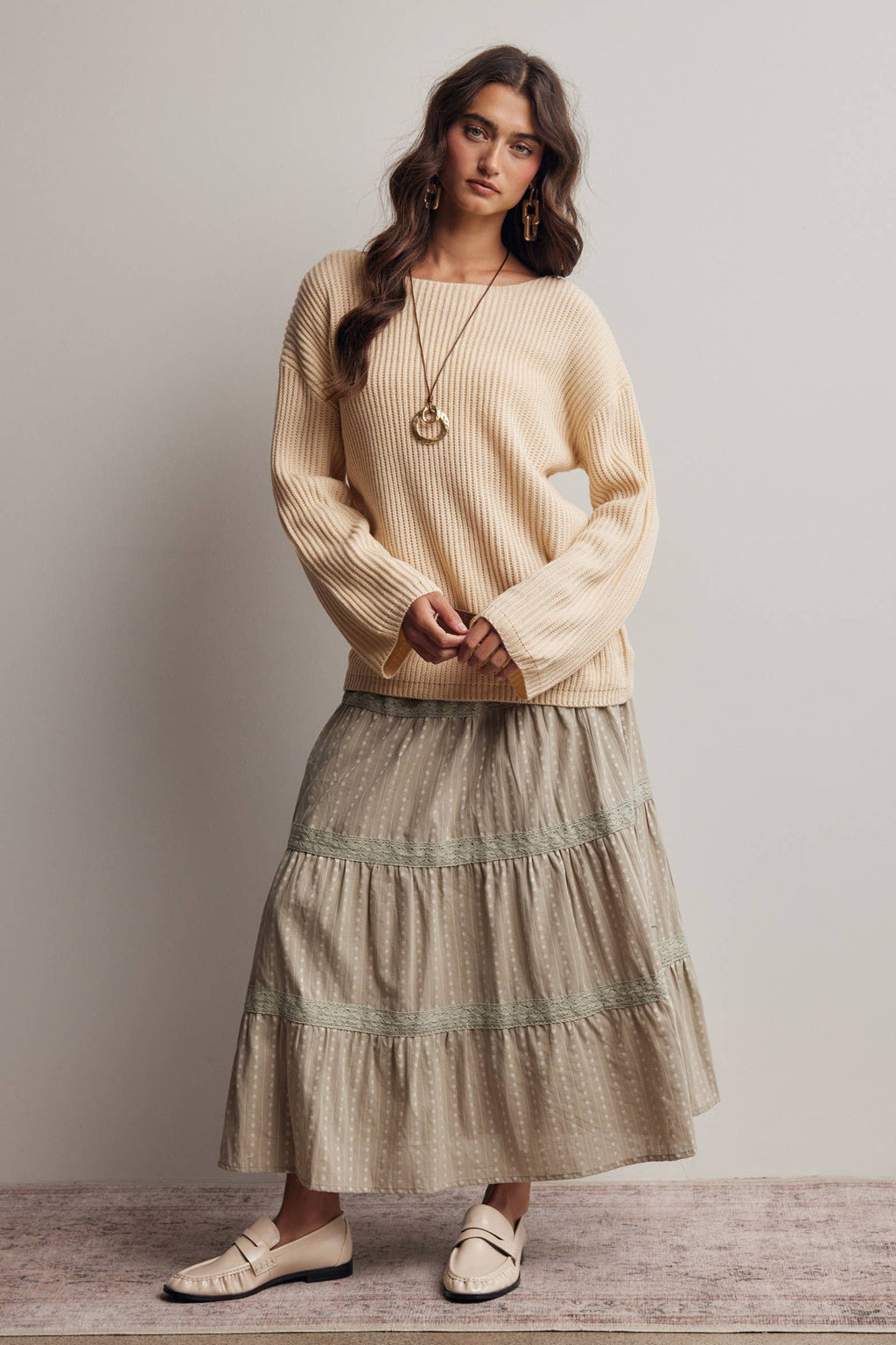 Forte - Ribbed Knit Boat Neck Sweater FSW0065