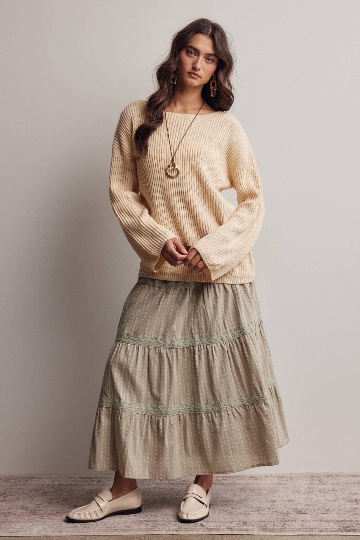 Forte - Ribbed Knit Boat Neck Sweater FSW0065