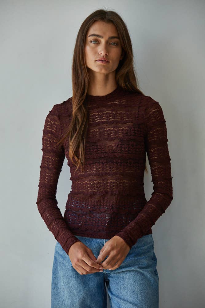 Lace See Through Mock Top