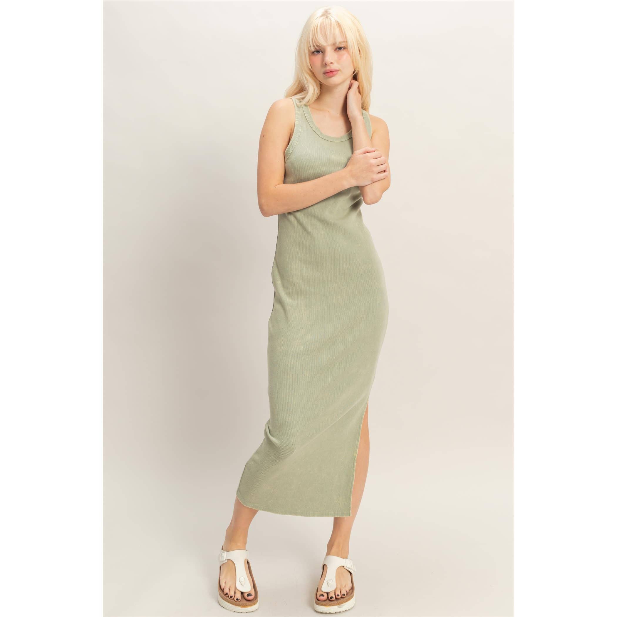 HYFVE - Acid Washed Ribbed Midi Tank Dress