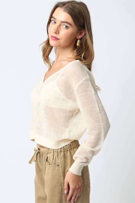 Olivaceous - Payten Sheer Lightweight Cardigan