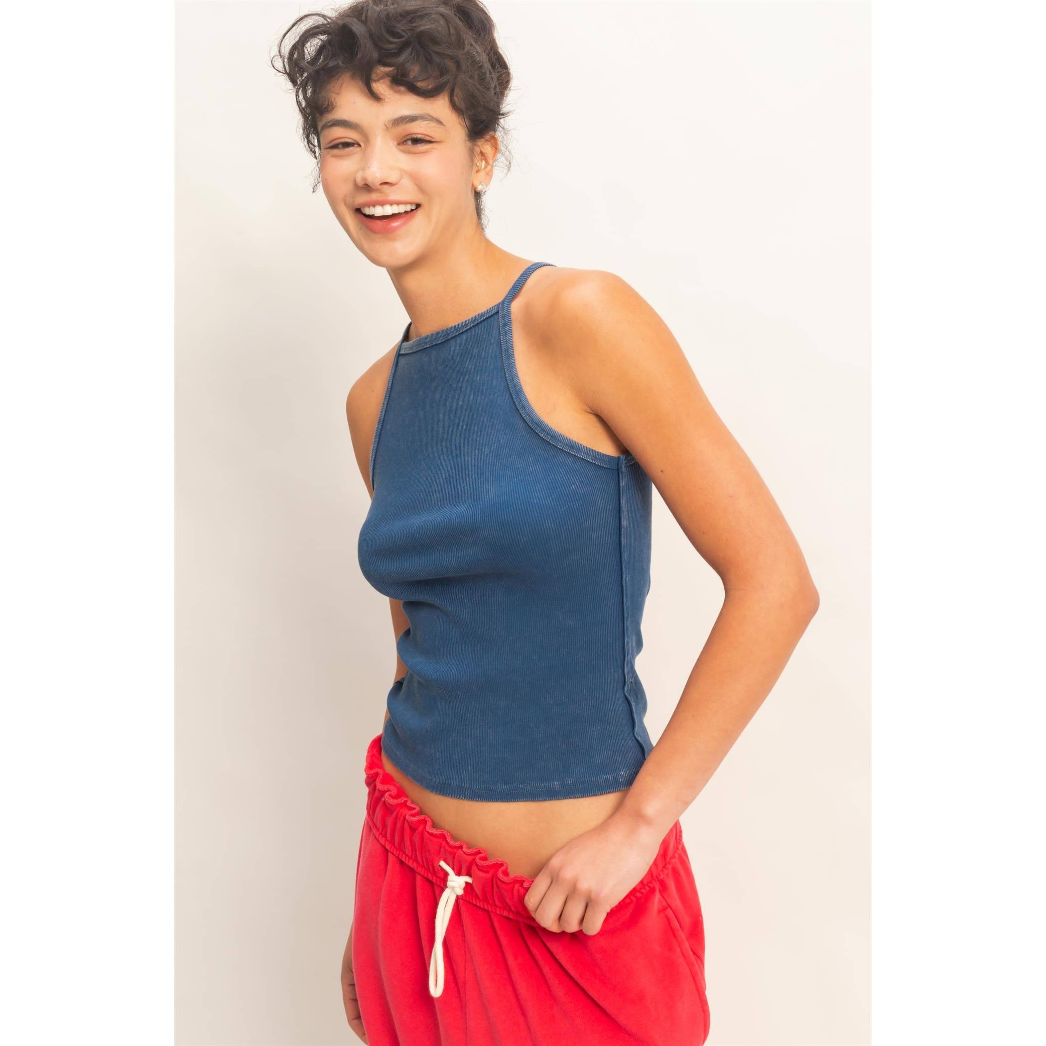 HYFVE - Square Neck Acid Wash Tank Top