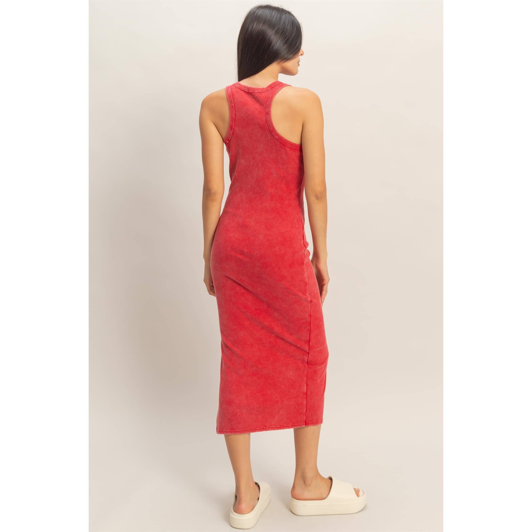 HYFVE - Acid Washed Ribbed Midi Tank Dress