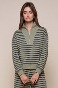Stripe Quarter Zip Top