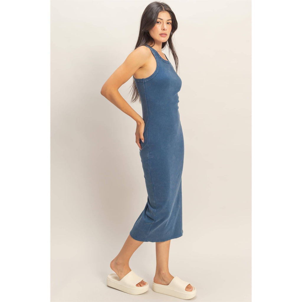 HYFVE - Acid Washed Ribbed Midi Tank Dress
