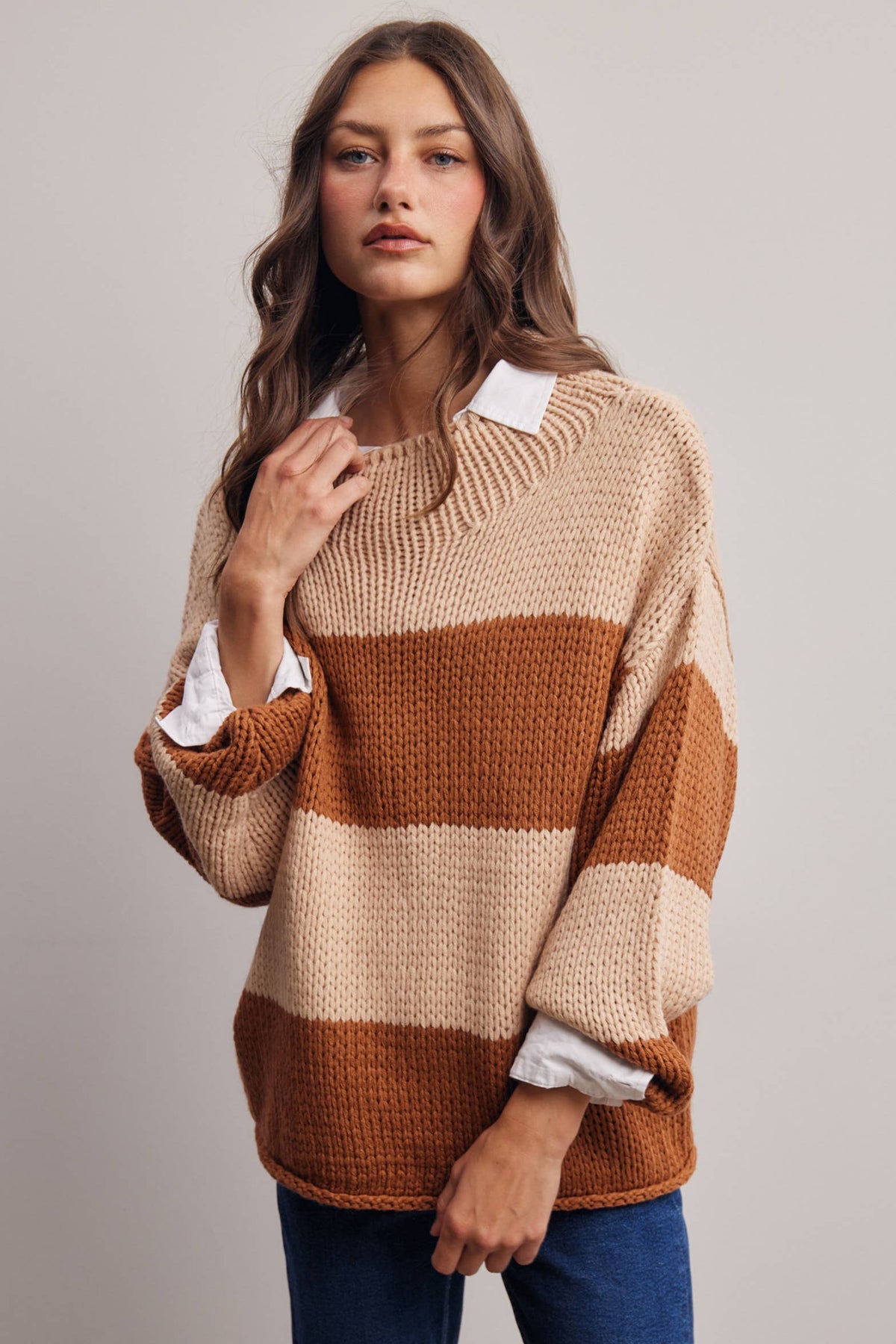Forte - Chunky Stripe Knit Sweater FSW0072