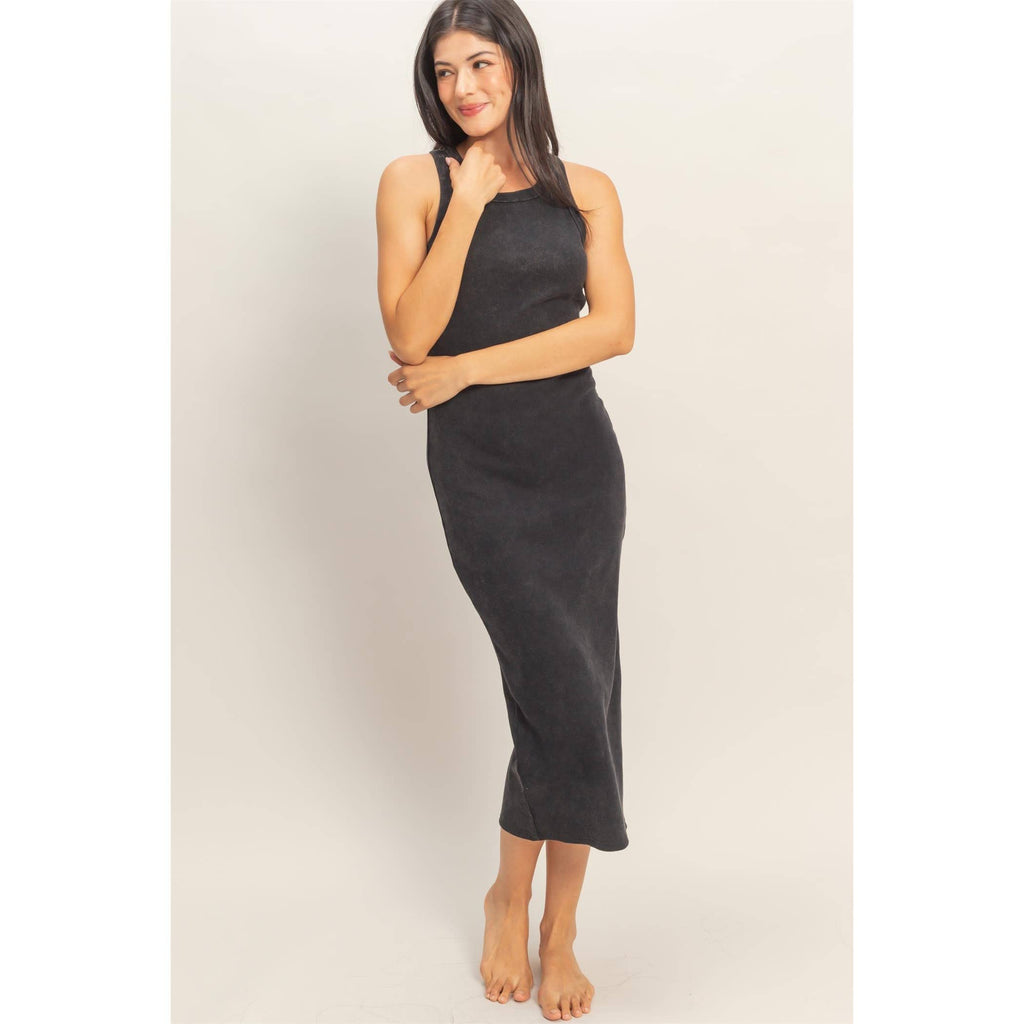 HYFVE - Acid Washed Ribbed Midi Tank Dress