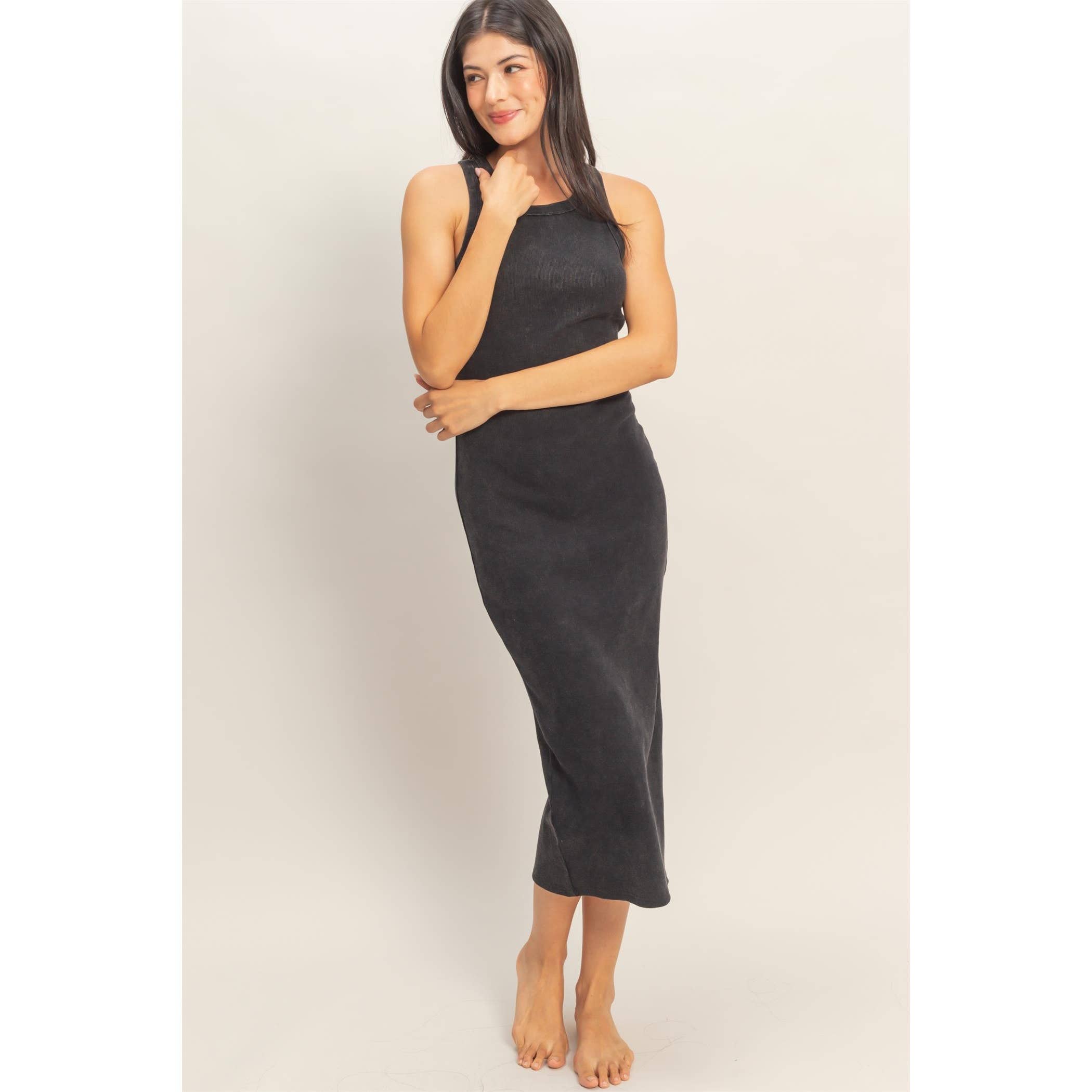 HYFVE - Acid Washed Ribbed Midi Tank Dress