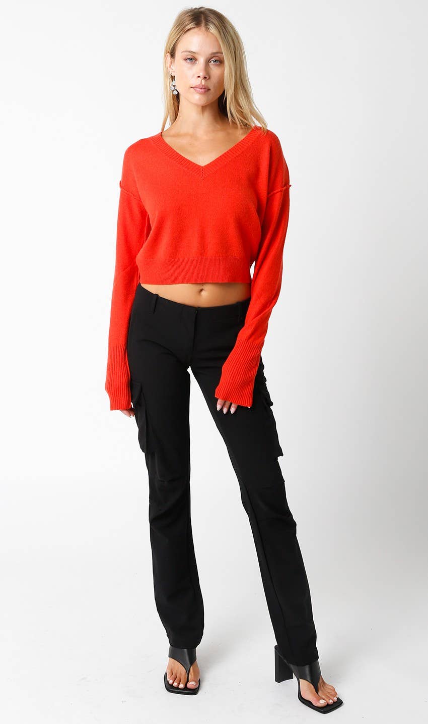 Olivaceous - Chelsea V-Neck Sweater