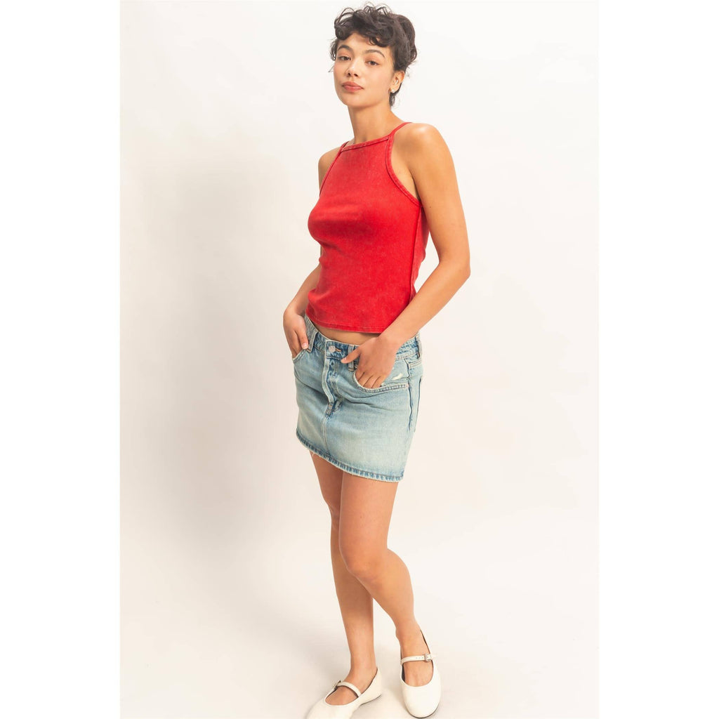 HYFVE - Square Neck Acid Wash Tank Top