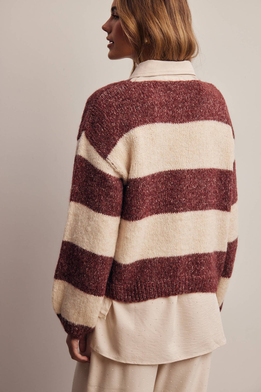 Forte - Soft Stripe Knit Sweater FSW0097