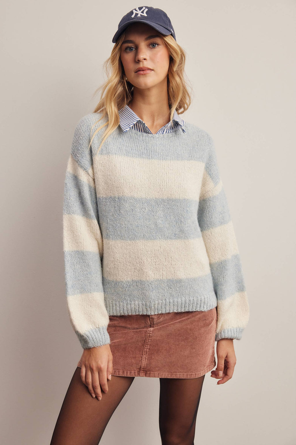 Forte - Soft Stripe Knit Sweater FSW0097