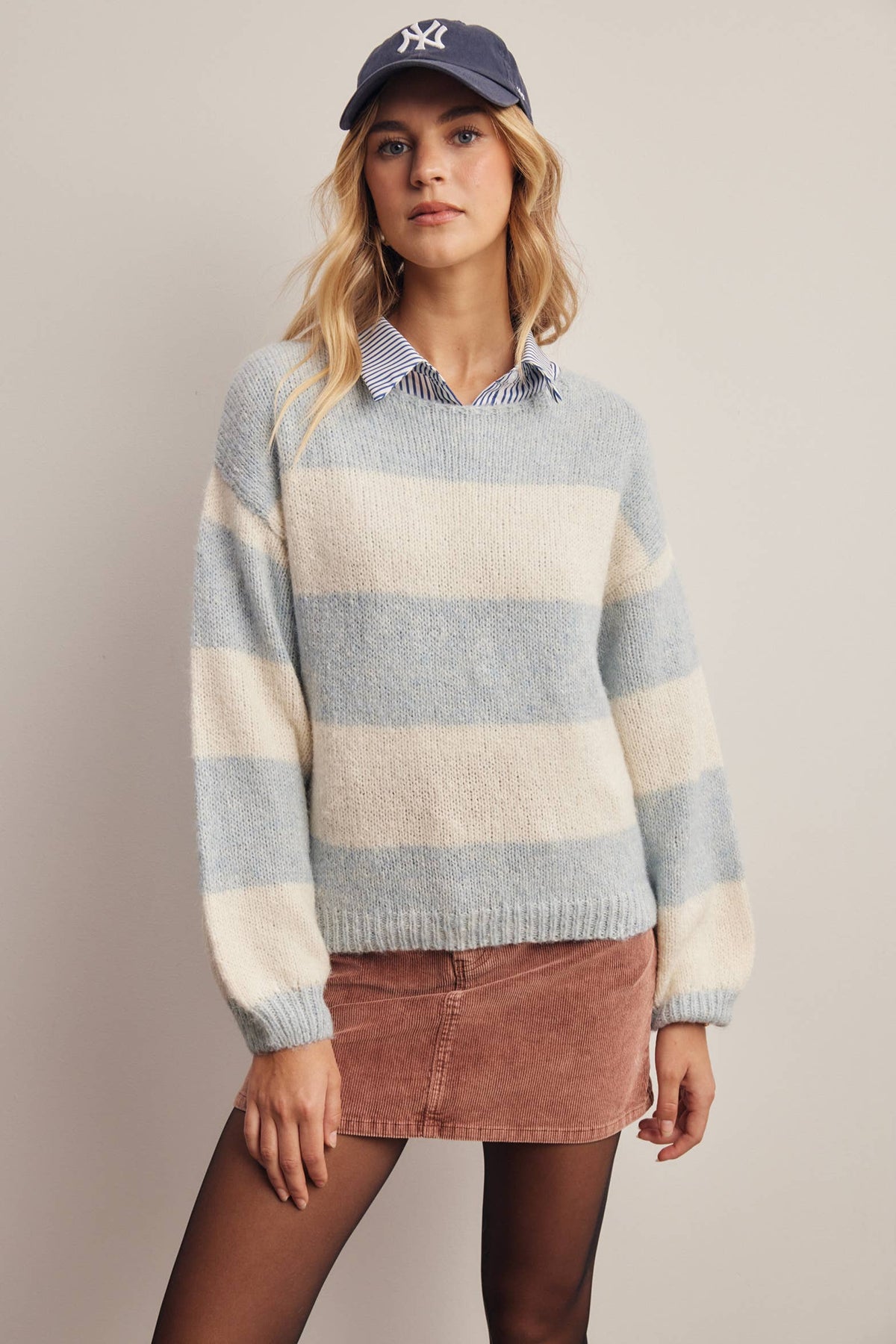 Forte - Soft Stripe Knit Sweater FSW0097