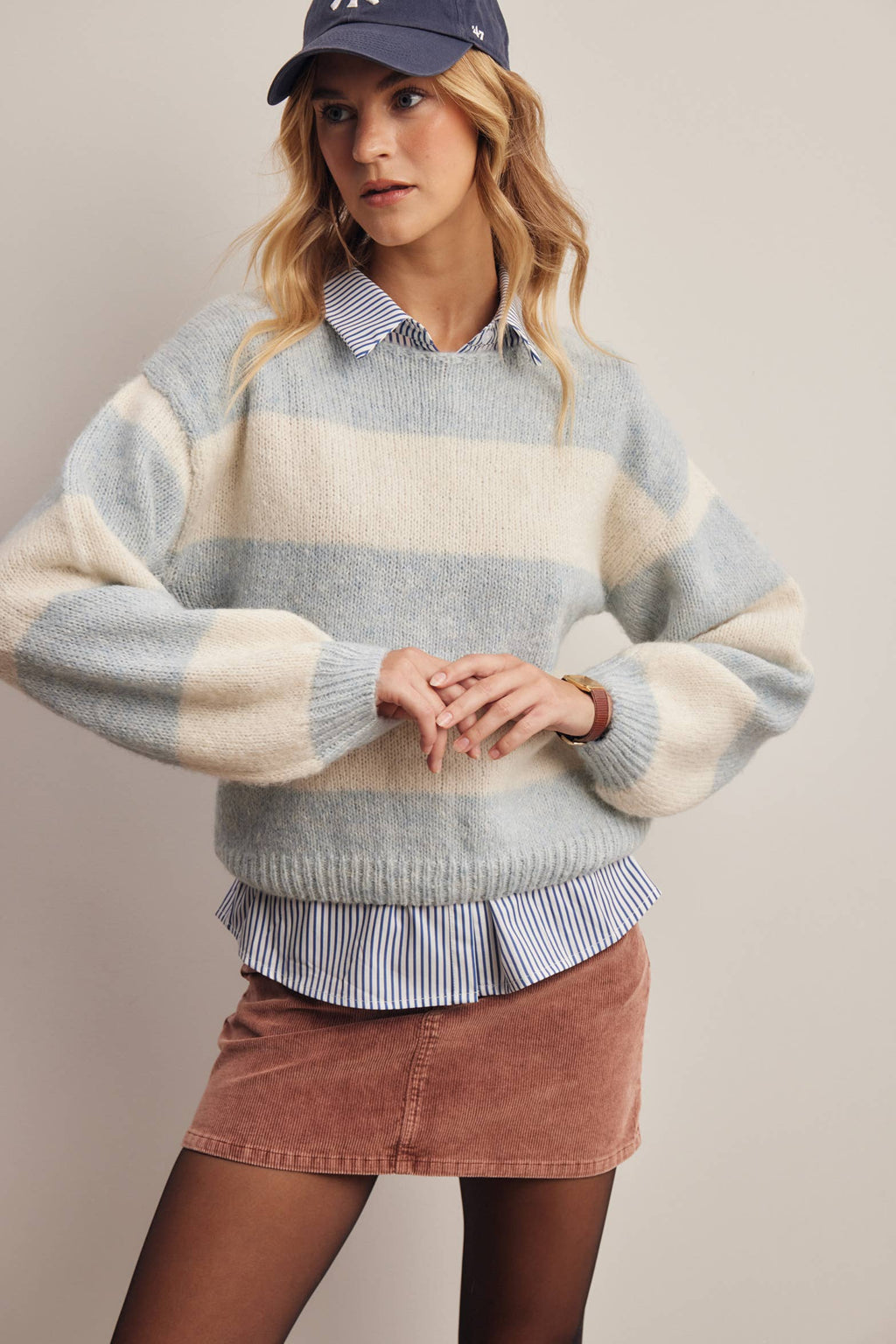 Forte - Soft Stripe Knit Sweater FSW0097