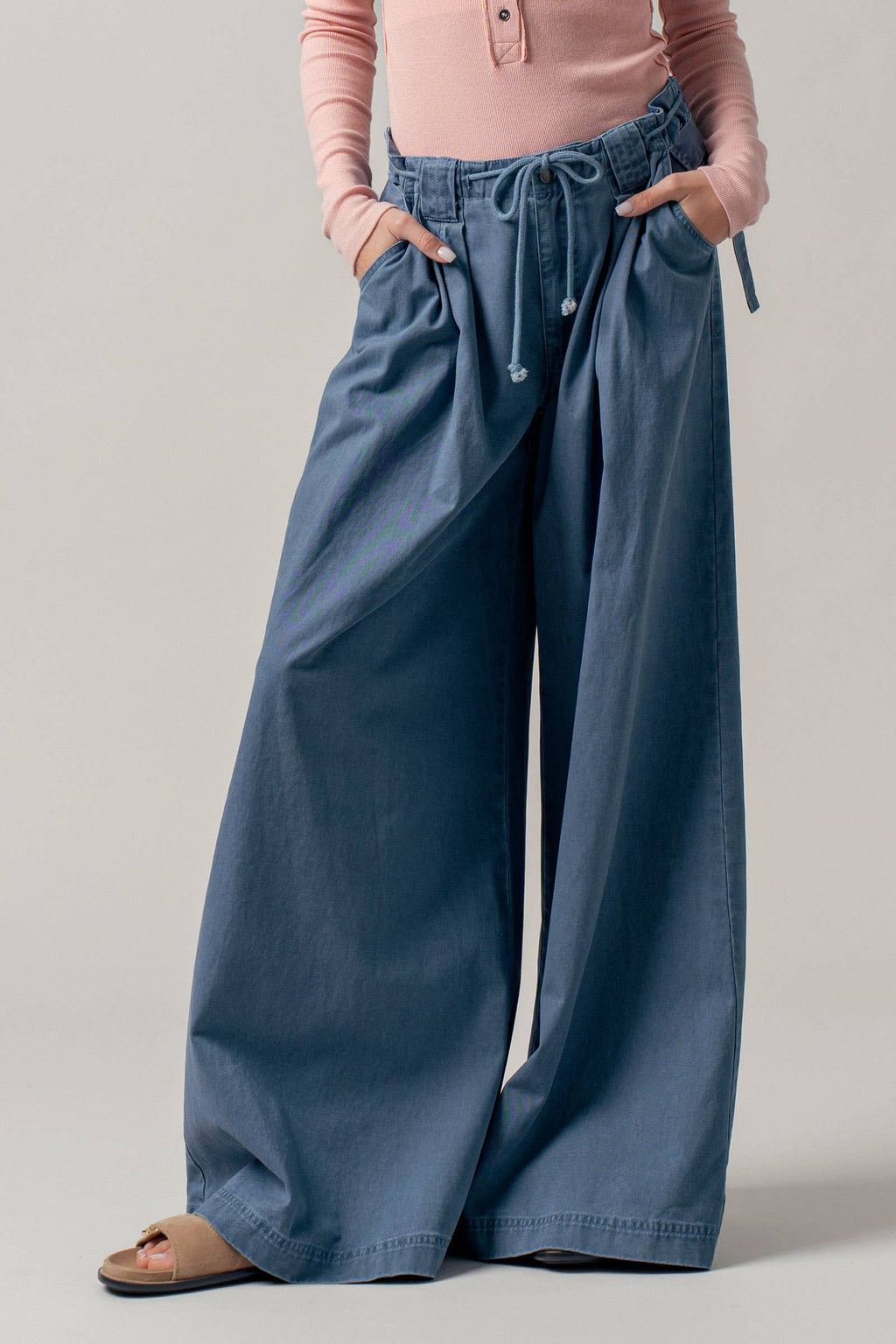 Urban Daizy - Wide-Leg Drawstring Denim Pants