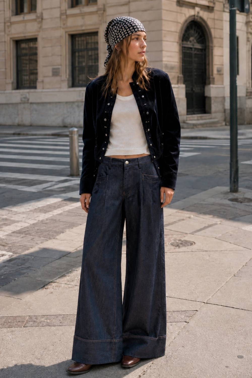 Wide Leg Denim Pants