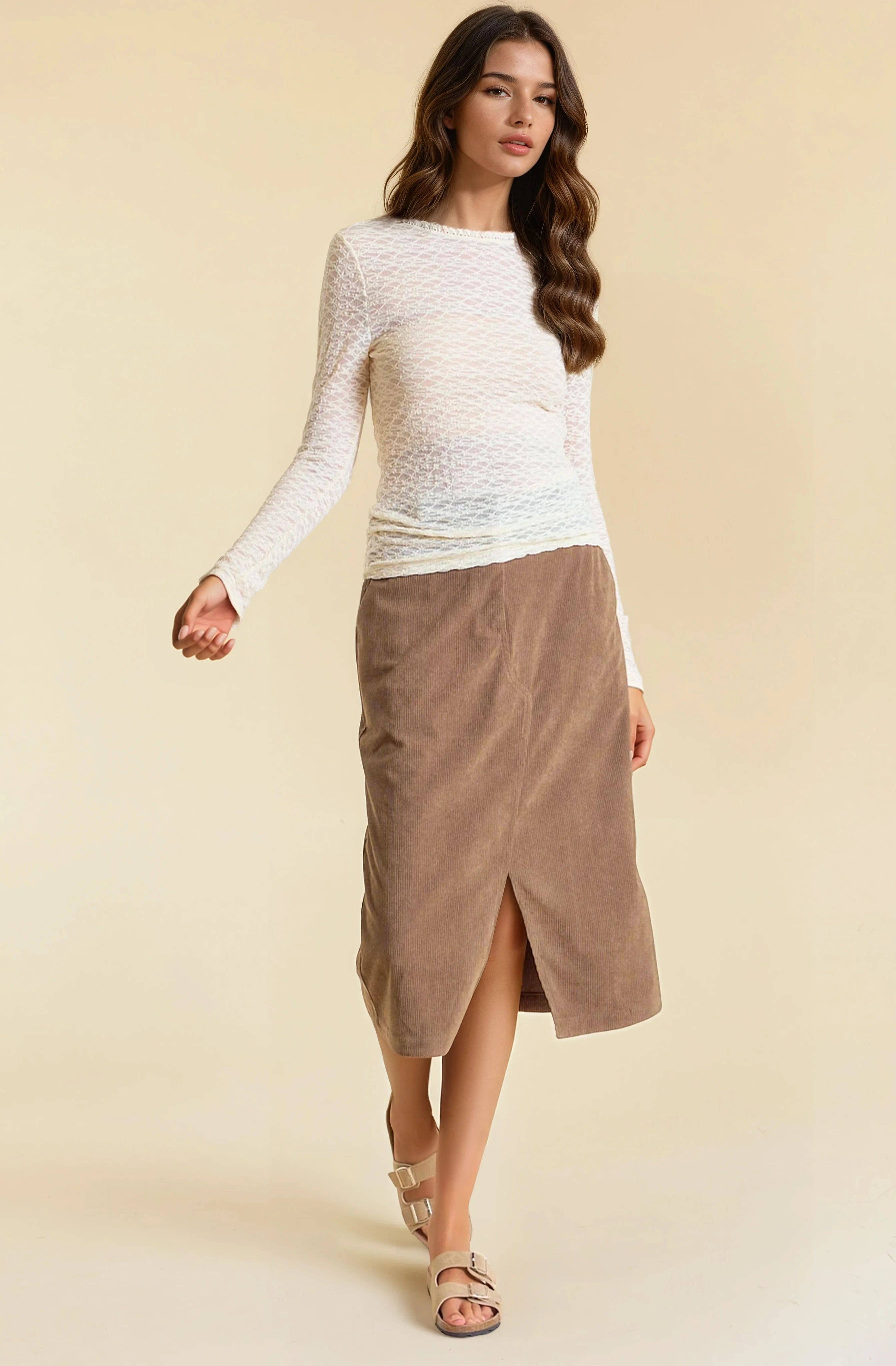 Doe and Rae - TEXTURED STRETCH KNIT TOP