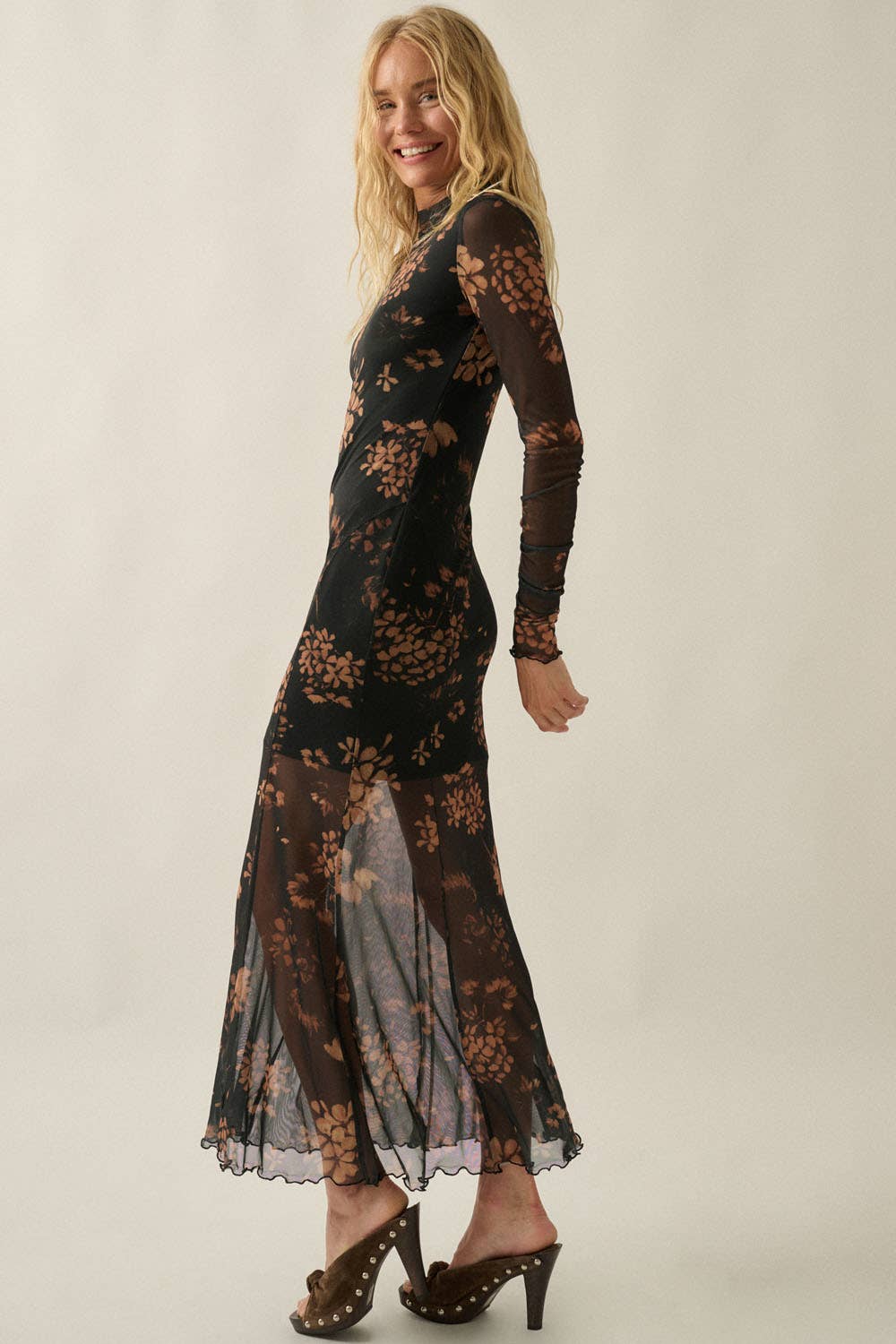 A Floral Mesh Maxi