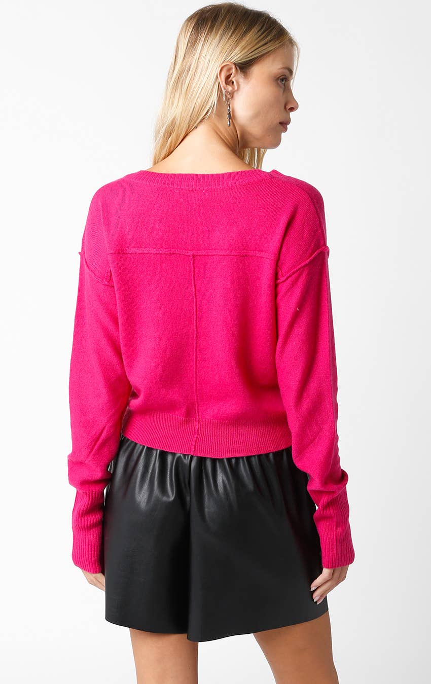 Olivaceous - Chelsea V-Neck Sweater