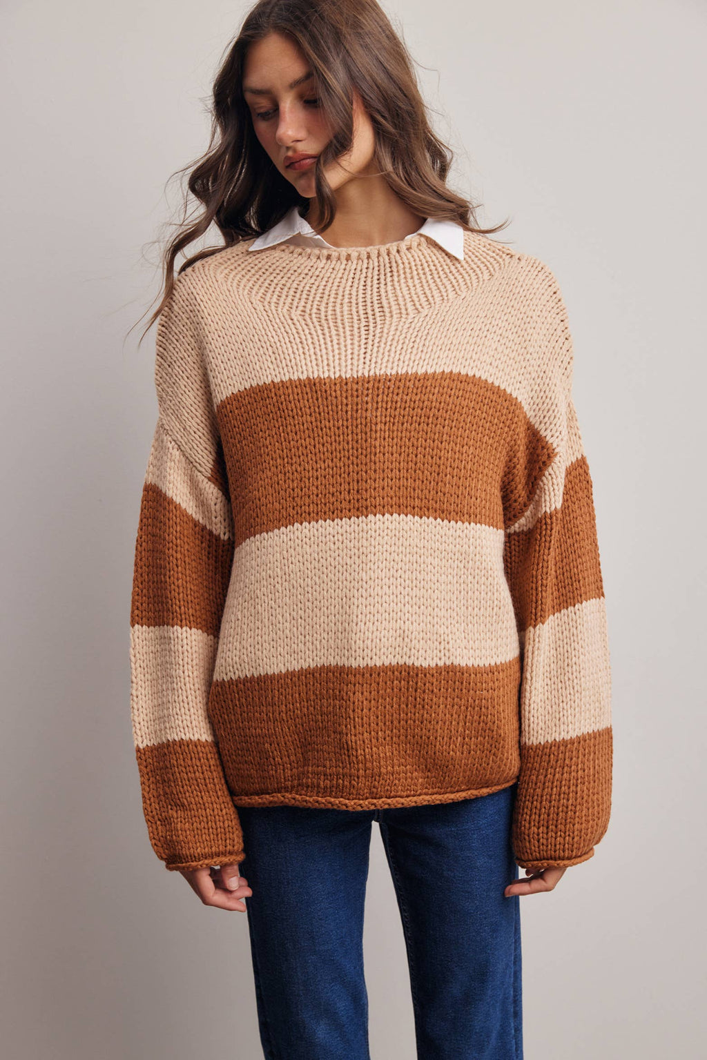Forte - Chunky Stripe Knit Sweater FSW0072