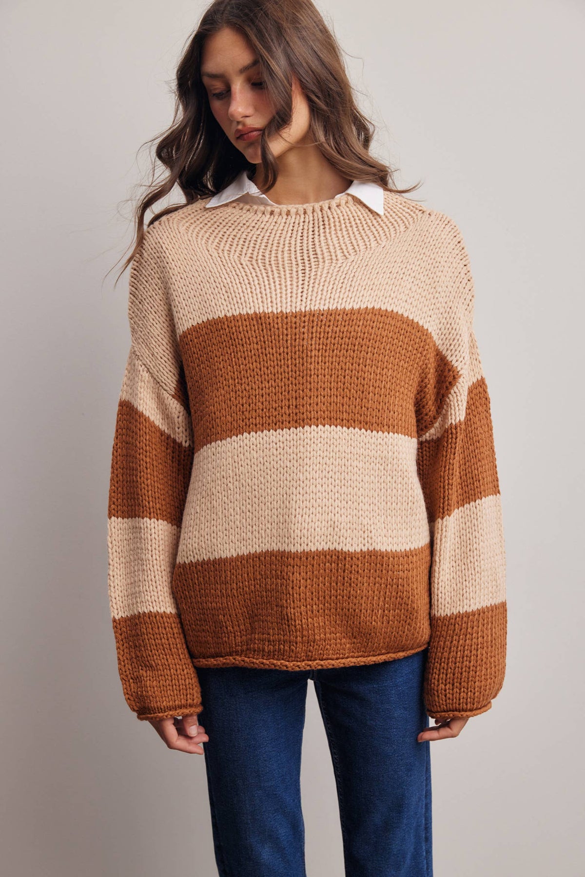 Forte - Chunky Stripe Knit Sweater FSW0072