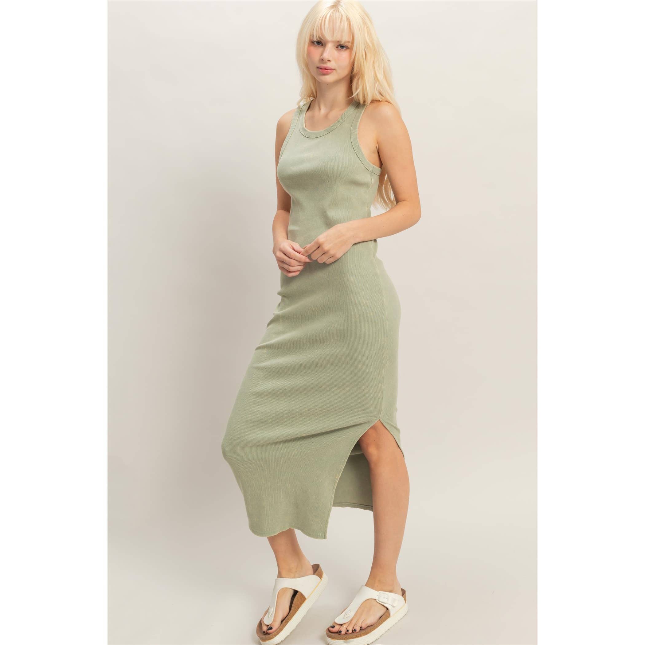 HYFVE - Acid Washed Ribbed Midi Tank Dress