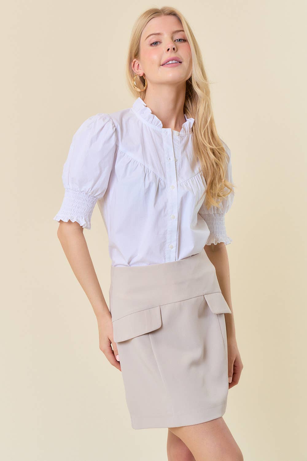 Doe and Rae - HIGH WAIST FAUX FLAP MINI SKIRT