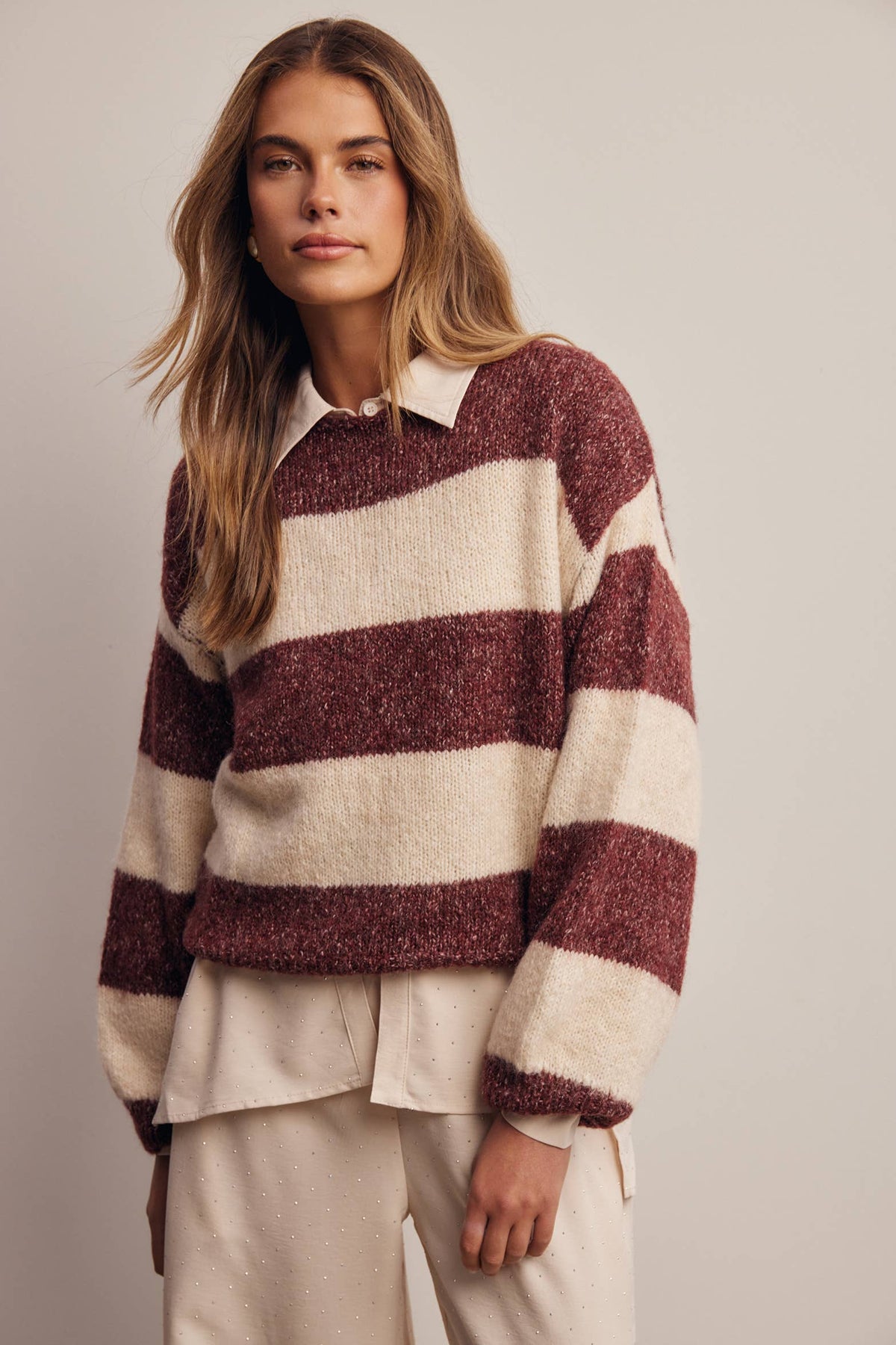 Forte - Soft Stripe Knit Sweater FSW0097