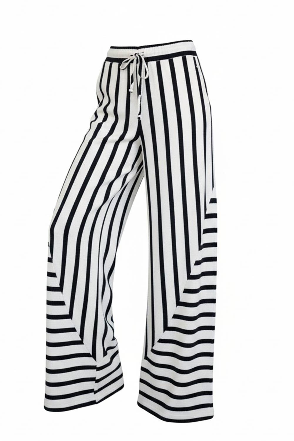 BUCKETLIST INC - P5801 | Mixed-stripe Terry Wide-leg Pants