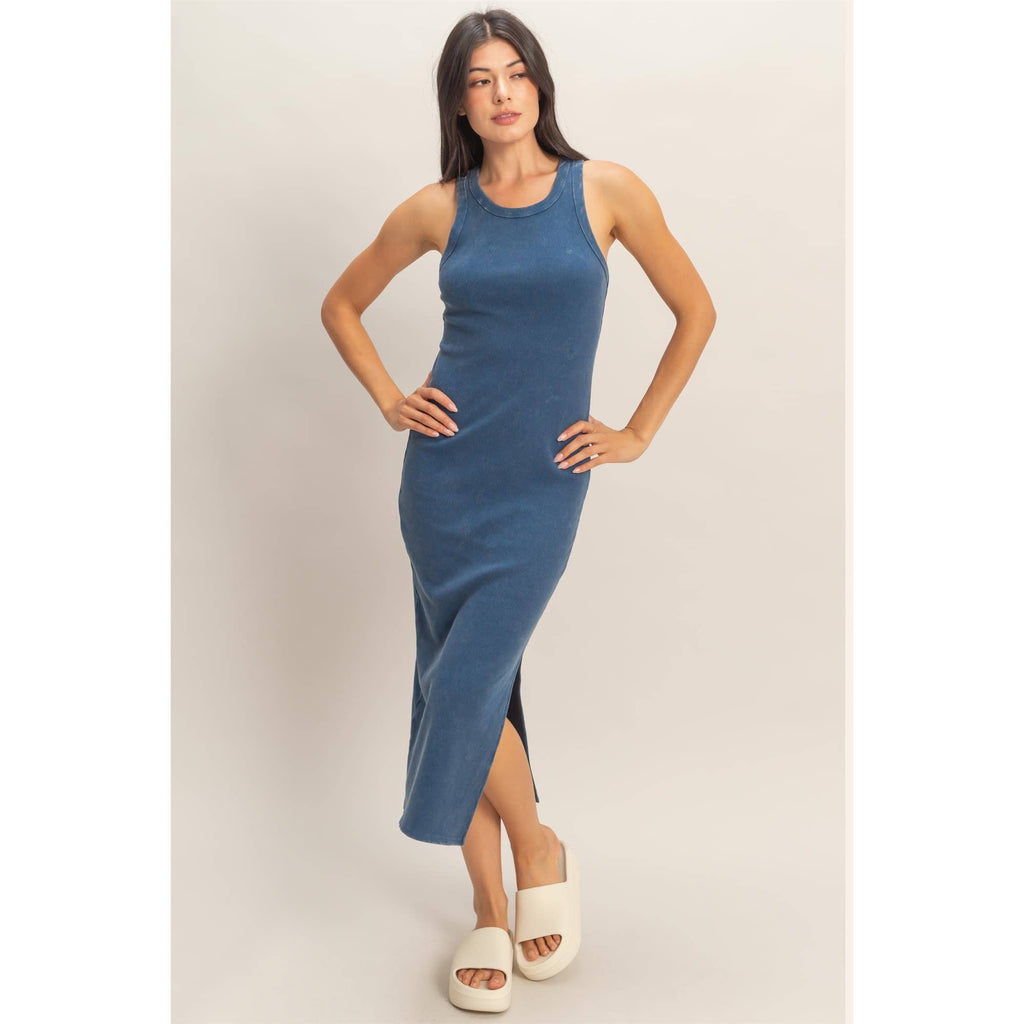 HYFVE - Acid Washed Ribbed Midi Tank Dress