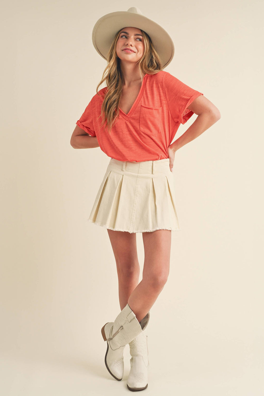 AEMI + CO - Zoie V-Neck Short Sleeve Top