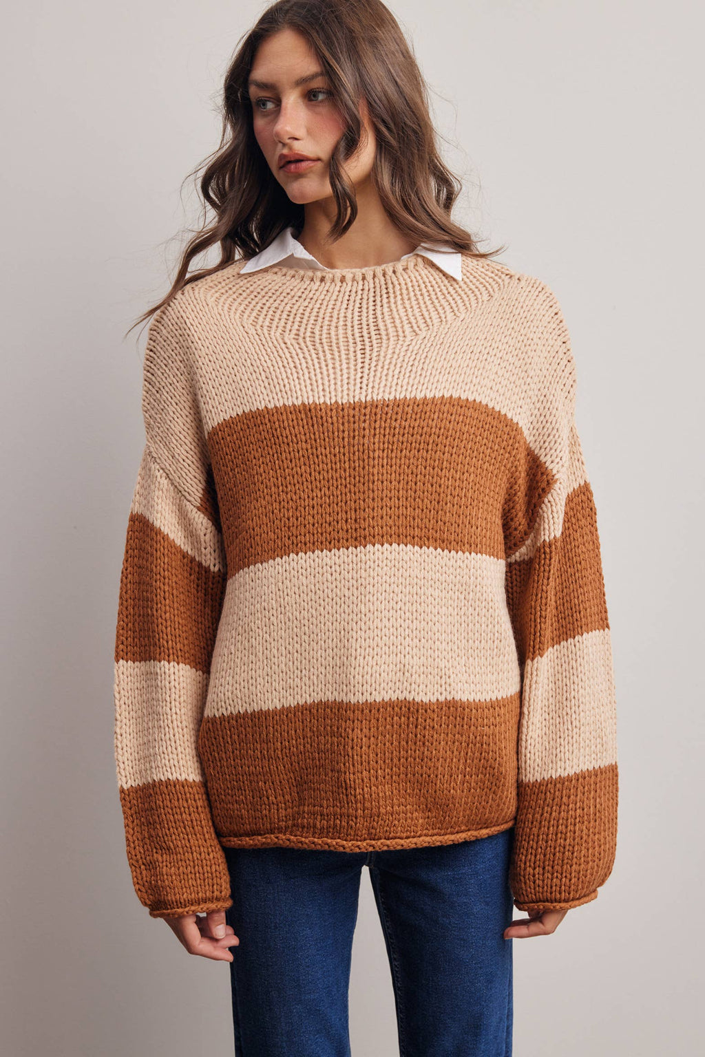 Forte - Chunky Stripe Knit Sweater FSW0072
