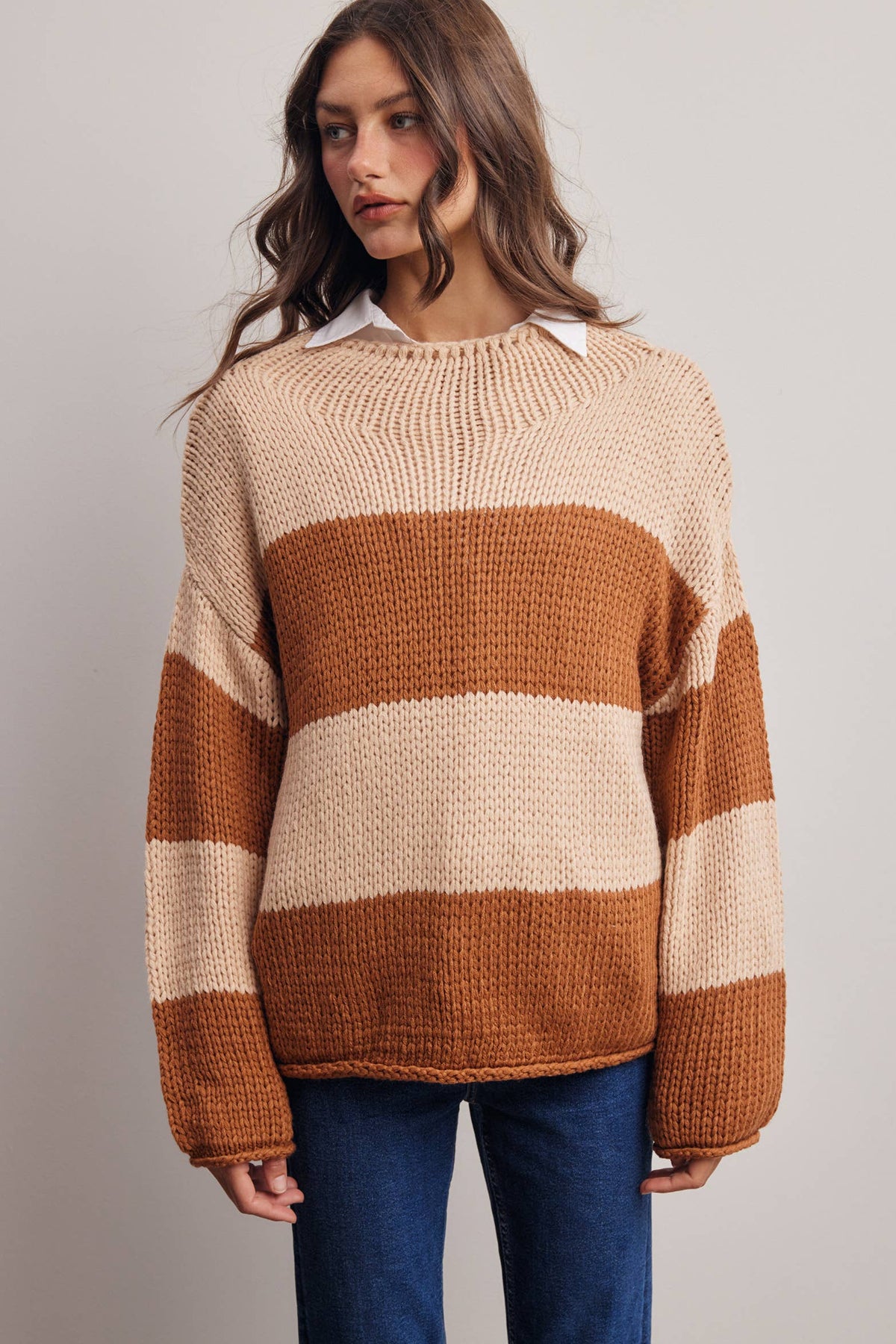 Forte - Chunky Stripe Knit Sweater FSW0072