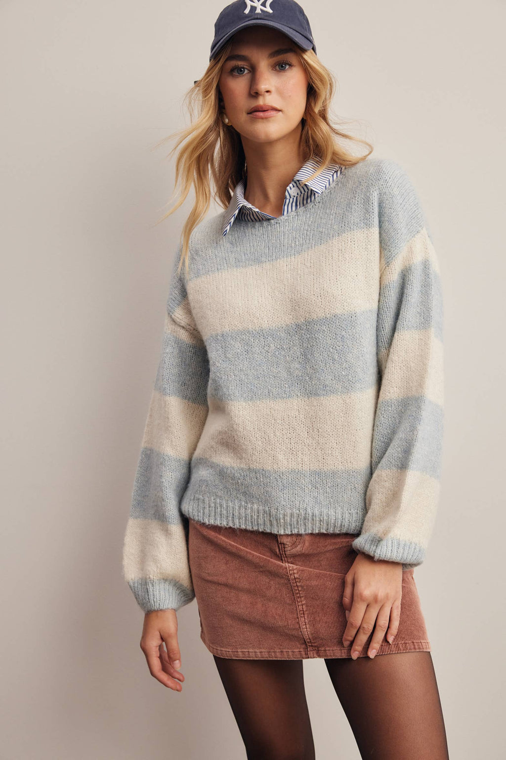 Forte - Soft Stripe Knit Sweater FSW0097