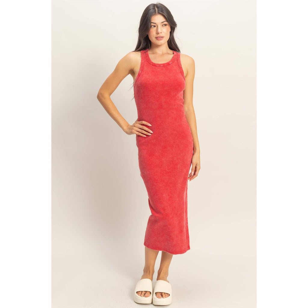HYFVE - Acid Washed Ribbed Midi Tank Dress