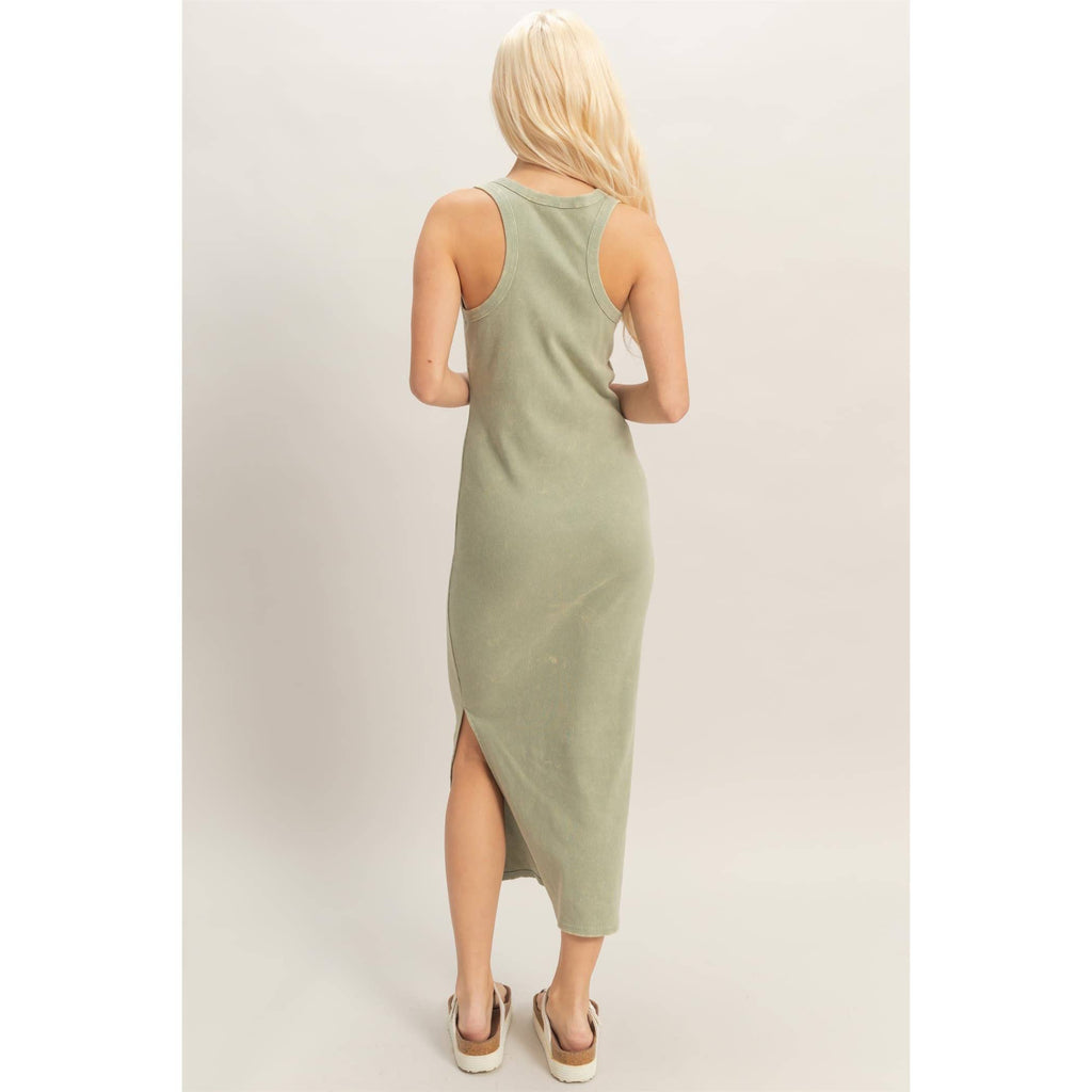 HYFVE - Acid Washed Ribbed Midi Tank Dress